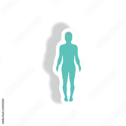 stylish icon in paper sticker style body stroke