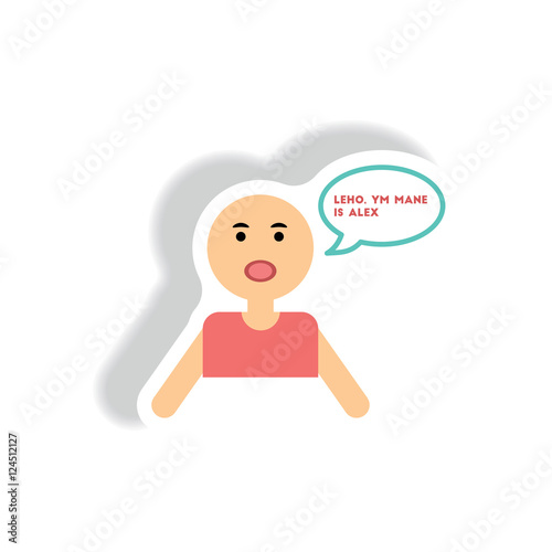 stylish icon in paper sticker style man attack stroke
