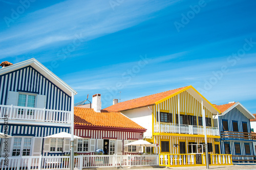 colorful houses in Costa Nova, Aveiro, Portugal