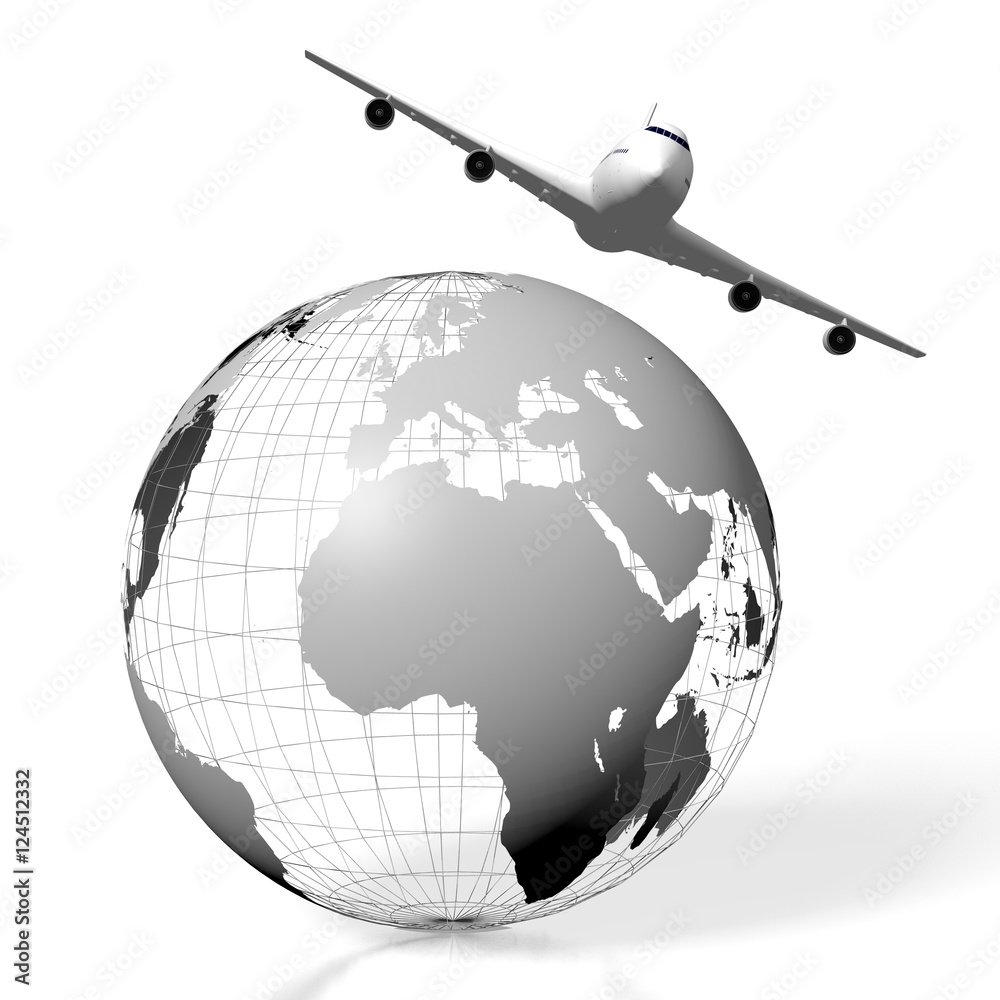 Fototapeta premium 3D plane traveling concept