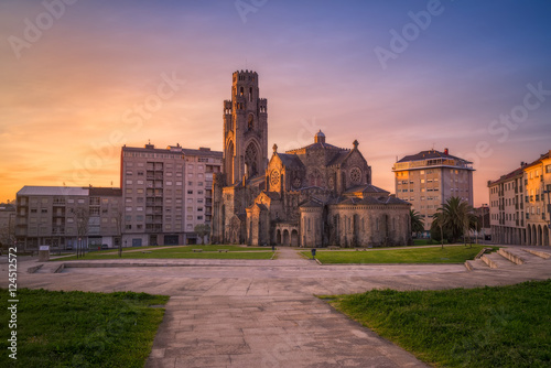 Iglesia de la Vera Cruz al amanecer, Carballiño, Ourense, España. photo