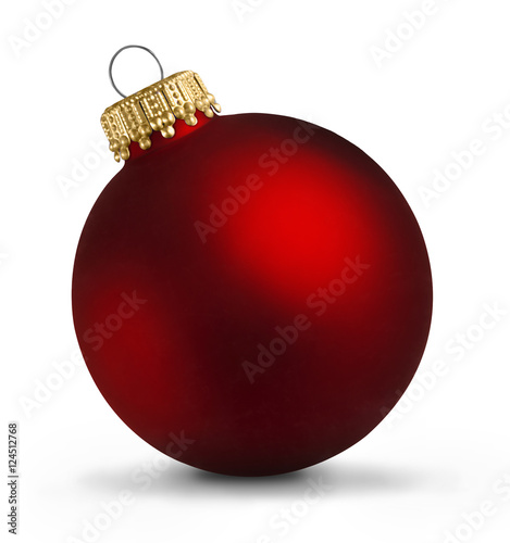 Red christmas ball over white background