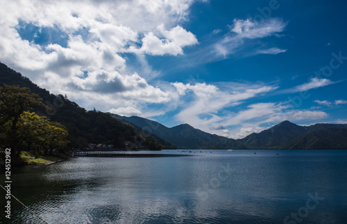 view Lake Chuzenji in Autumn, in Oku-nikko, Japan
