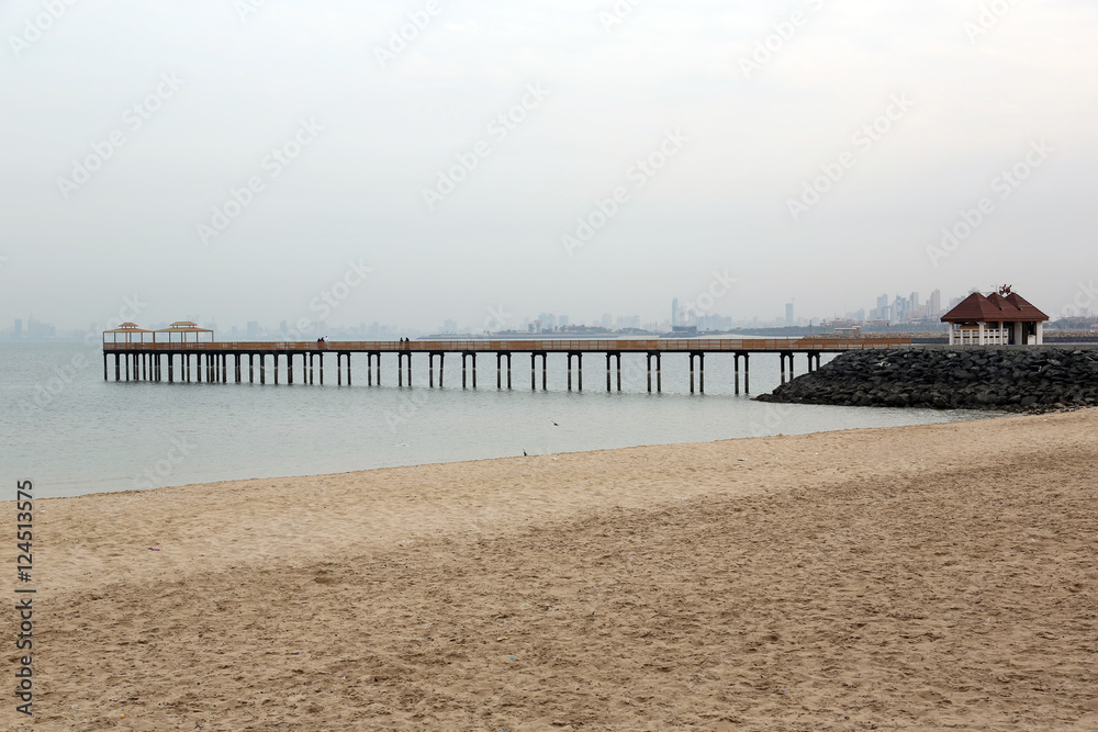 Wooden Pier on a foggy day, Kuwait