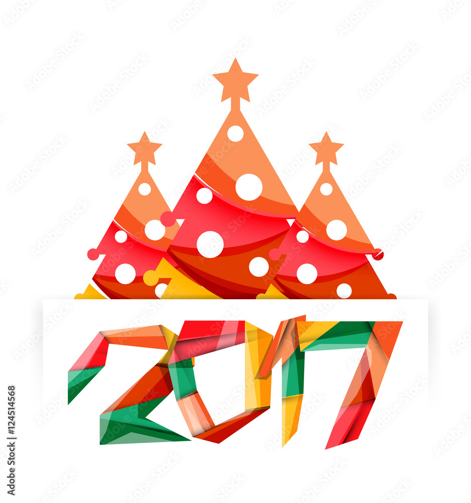 Happy New Year and Chrismas holiday greeting card elements