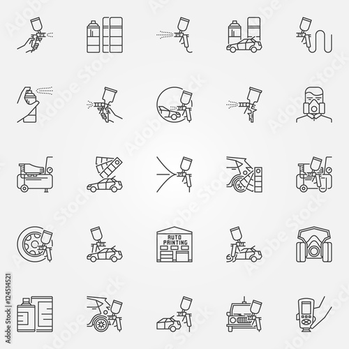 Car Painting icons set