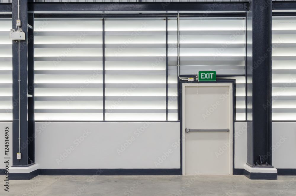 Building Emergency Exit with Exit Sign and emergency light Building Emergency Exit with Exit Sign and emergency light