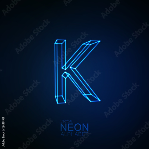 Neon 3D letter K