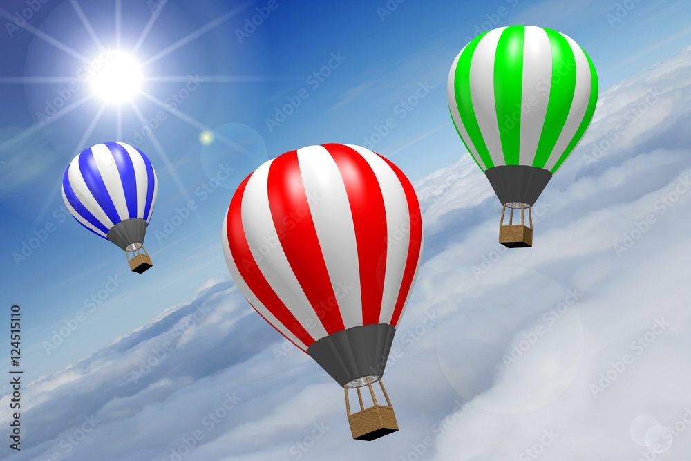 Naklejka premium 3D hot air balloons