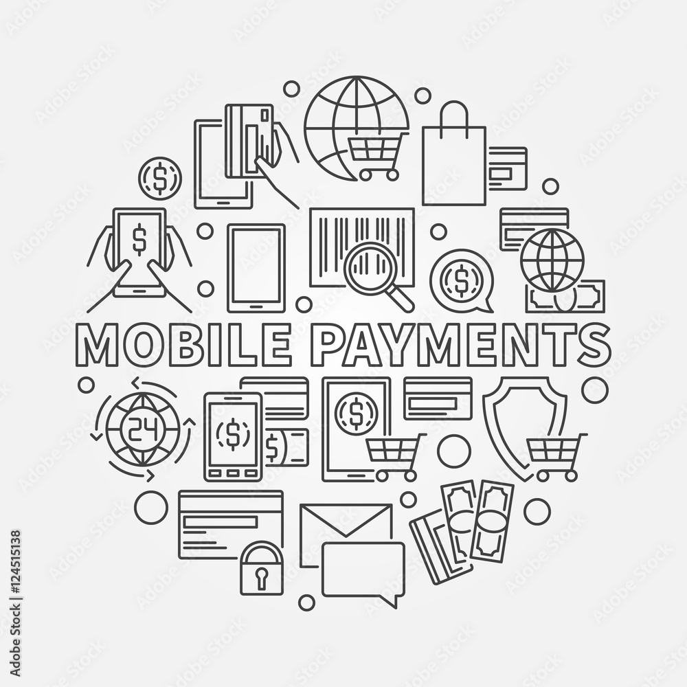 Mobile payments line sign Mobile payments line sign