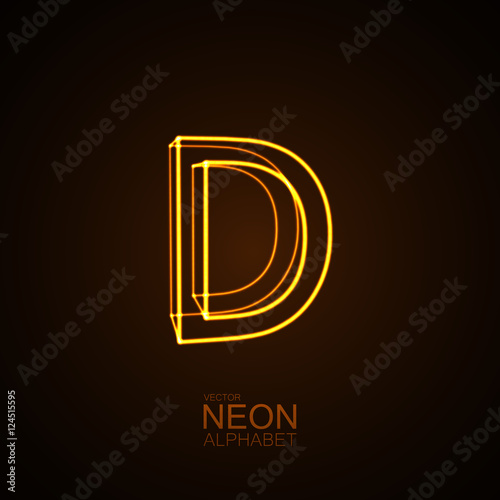 Neon 3D letter D