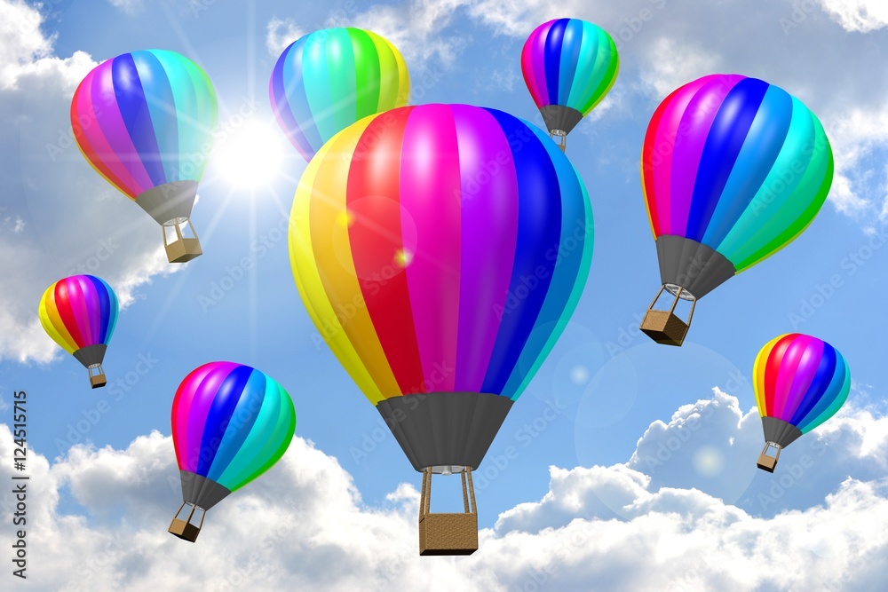 Naklejka premium 3D hot air balloons