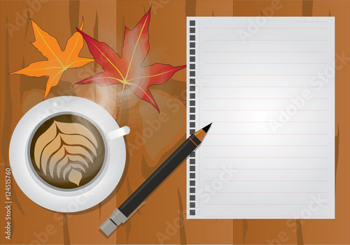 Write note on paper with coffee on the table