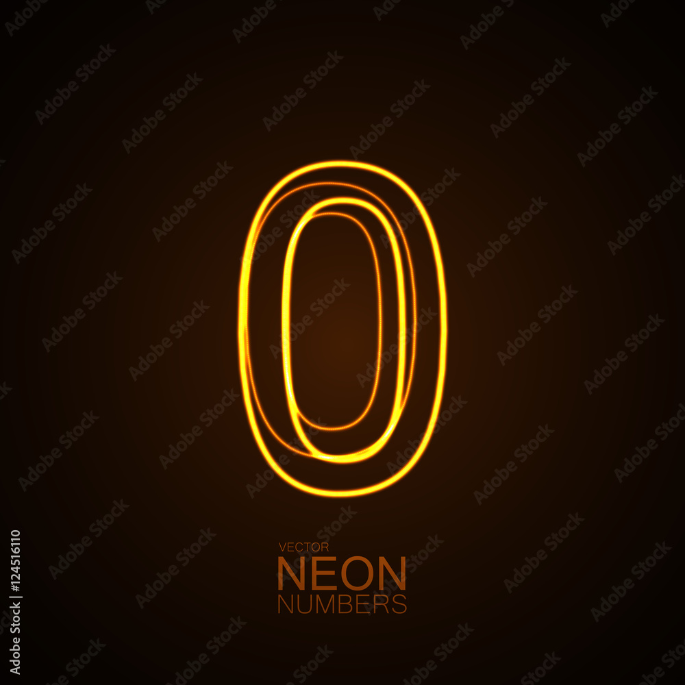 Neon 3D number 0 Neon 3D number 0