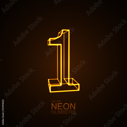 Neon 3D number 1