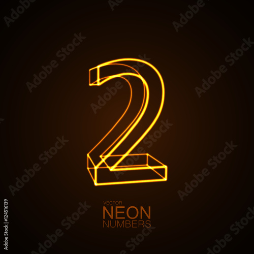 Neon 3D number 2