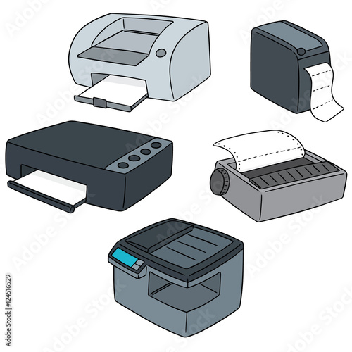 vector set of printer
