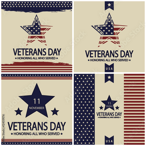 Veterans day card set. vector illustration.