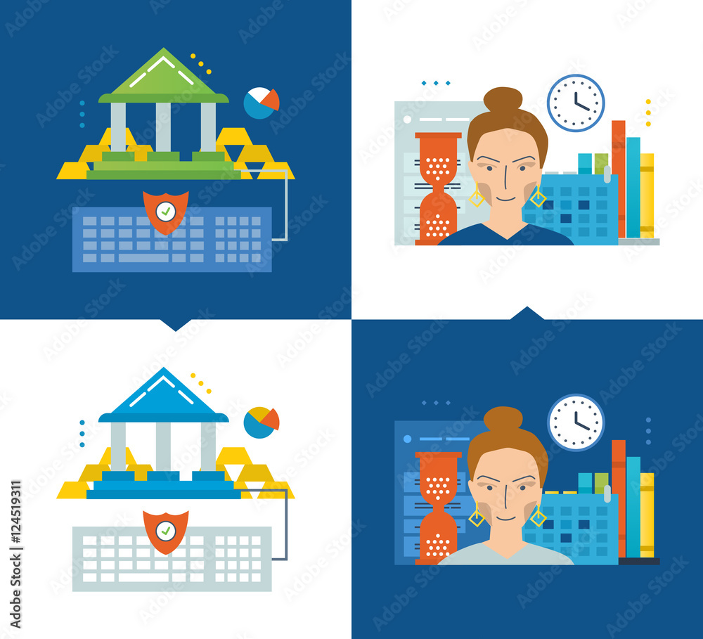 Concept of illustration - online banking, modern education, schedule and workflow.