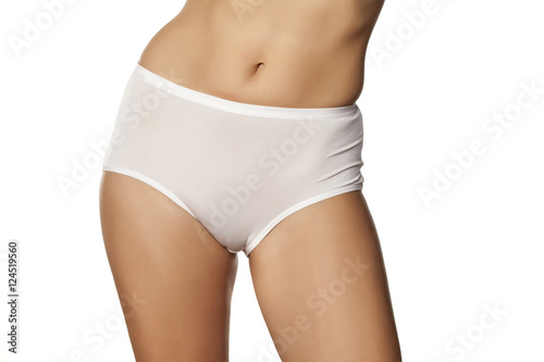 A women plain white cotton panties with high waist © vladimirfloyd