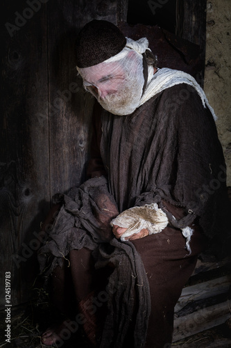 Fotografia, Obraz Bible scene with a leper