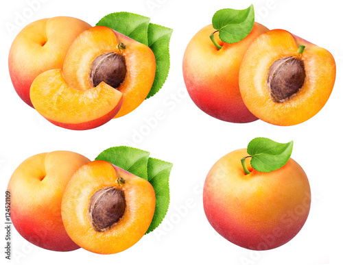 Set from apricots isolated on white background