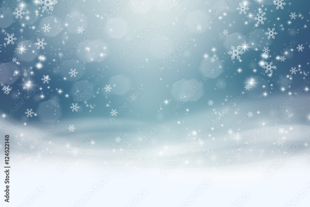 Fototapeta premium The snow on a blue background