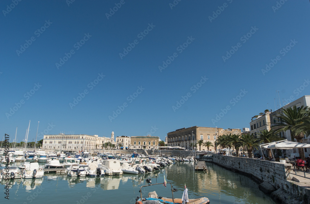 Boats moored in port, Trani, Apulia, Italy.