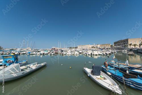 Boats moored in port. Trani. Apulia, Italy. 