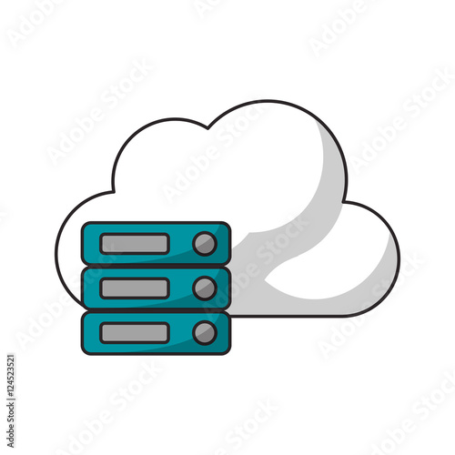 Cloud and data base icon. Cloud computing storage technology and virtual theme. Isolated design. Vector illustration