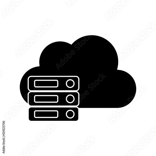 Cloud and data base icon. Cloud computing storage technology and virtual theme. Isolated design. Vector illustration