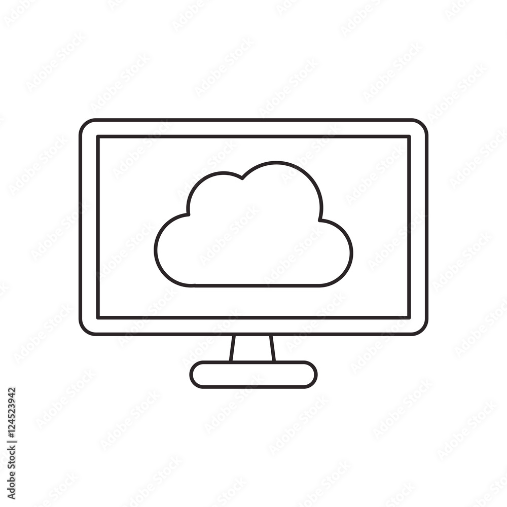 Cloud inside computer icon. Cloud computing storage technology and virtual theme. Isolated design. Vector illustration Cloud inside computer icon. Cloud computing storage technology and virtual theme. Isolated design. Vector illustration