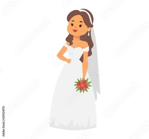 Wedding bride girl character vector