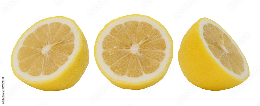 Lemon slice isolated on white collection