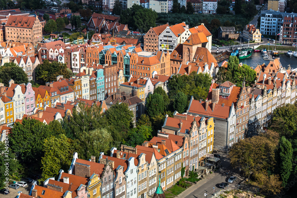 Obraz premium Gdansk, Poland- September 19,2015:Old Town in Gdansk, aerial vie
