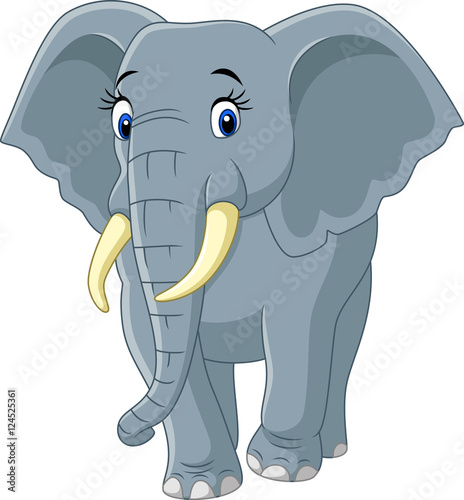 Cartoon funny elephant isolated on white background