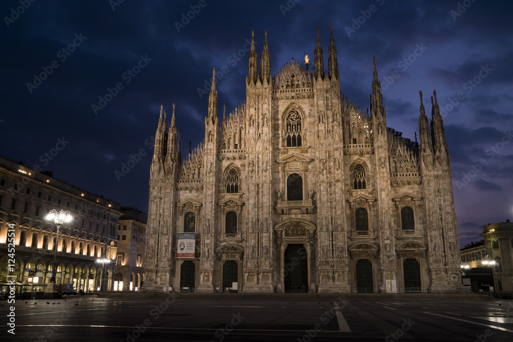 Milan Cathedral (Duomo di Milano), Italy. Night view.