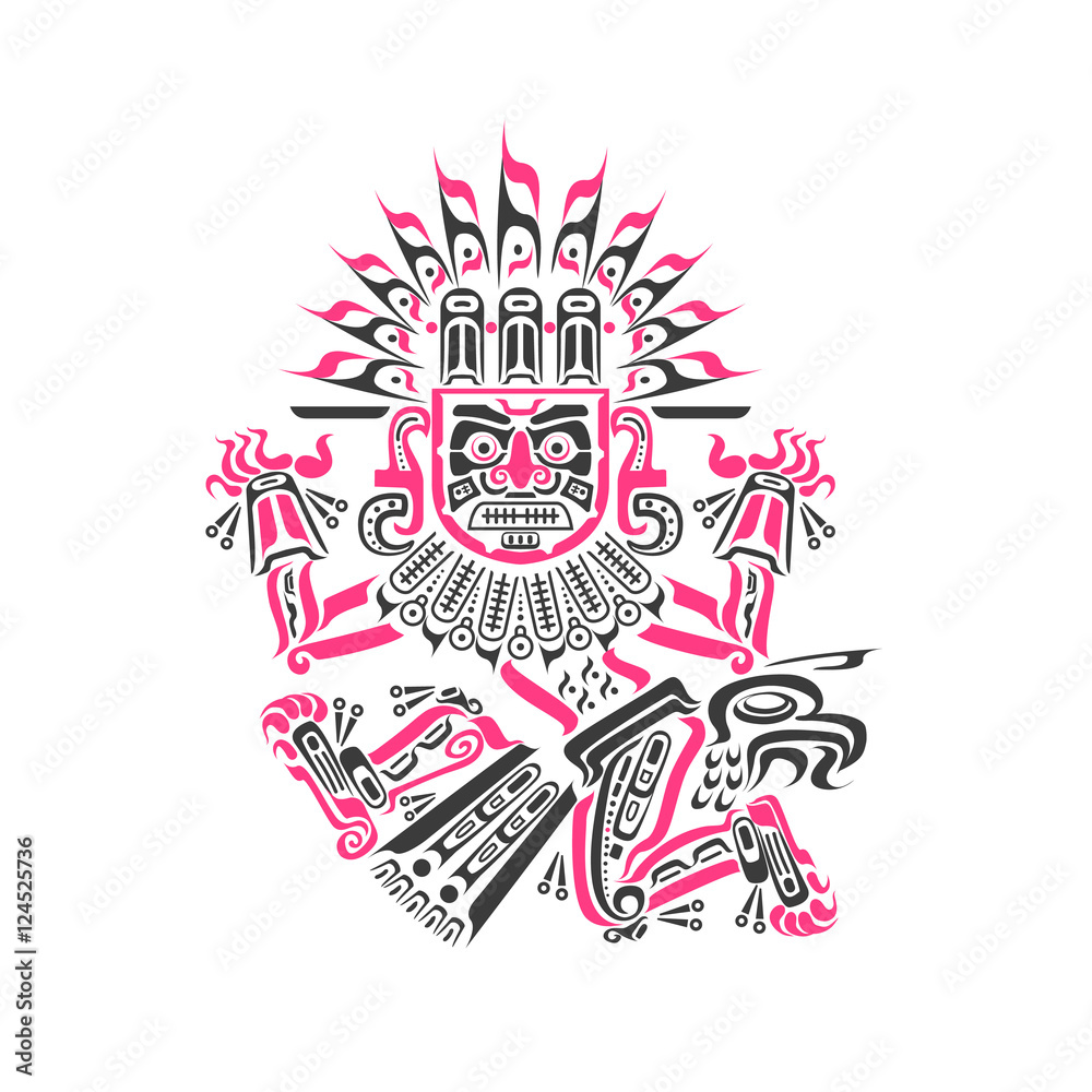 aztec mayan tattoos isolated