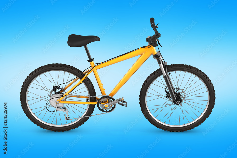 mountain bike isolated on blue gradient background 3d render
