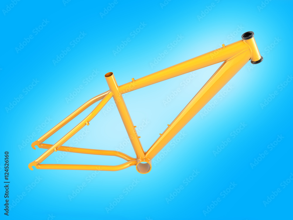 MTB frame isolated on blue gradient background 3d illustration