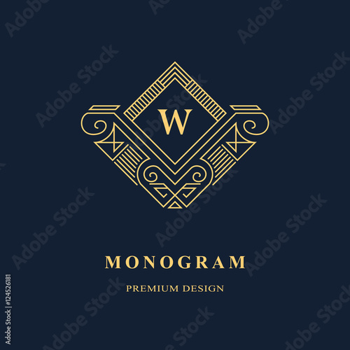 Line graphics monogram. Elegant art logo design. Emblem. Graceful template. Letter W. Business sign, identity for Restaurant, Royalty, Boutique, Cafe, Hotel, Heraldic, Jewelry, Fashion. Vector element