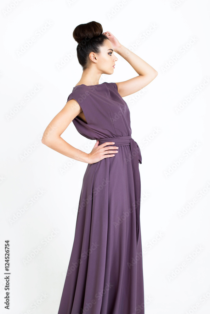 Beautiful woman in Dress. Fashion. Isolated over white. Beautiful woman in Dress. Fashion. Isolated over white.