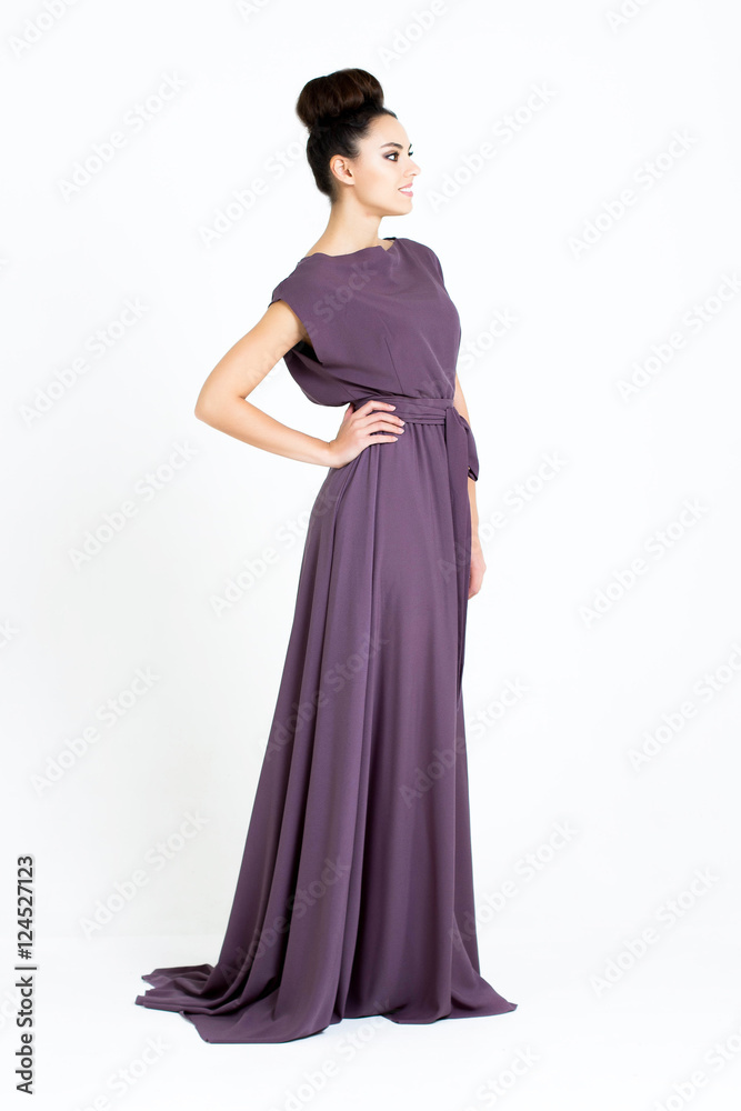 Beautiful woman in Dress. Fashion. Isolated over white. Beautiful woman in Dress. Fashion. Isolated over white.