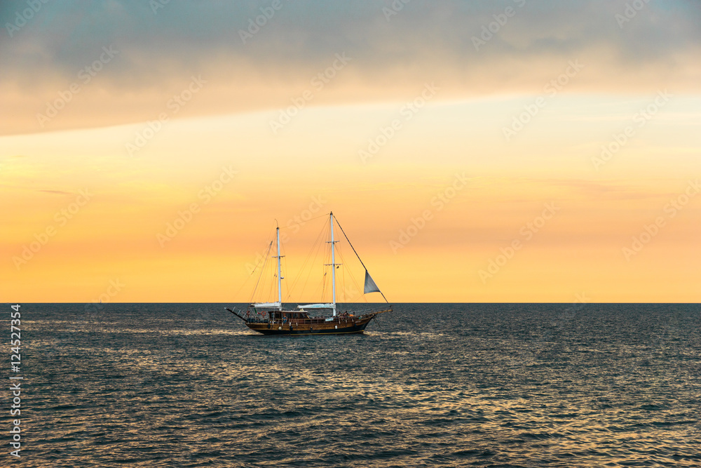 Sailing at sunset
