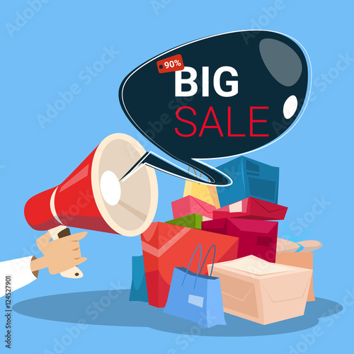 Megaphone Black Friday Big Sale Holiday Shopping Banner Copy Space Vector Illustration
