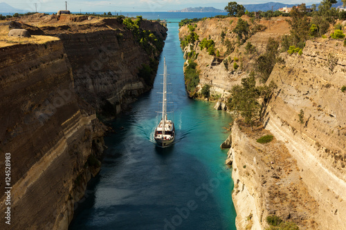 Sailing boat in the Corinth Canal, Greece
