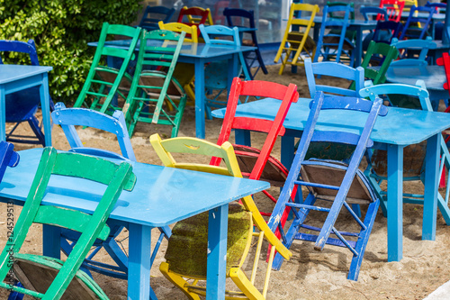 Colorful chairs and table © mitarart