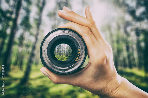 Tablou pe pânză Photography camera lens concept.