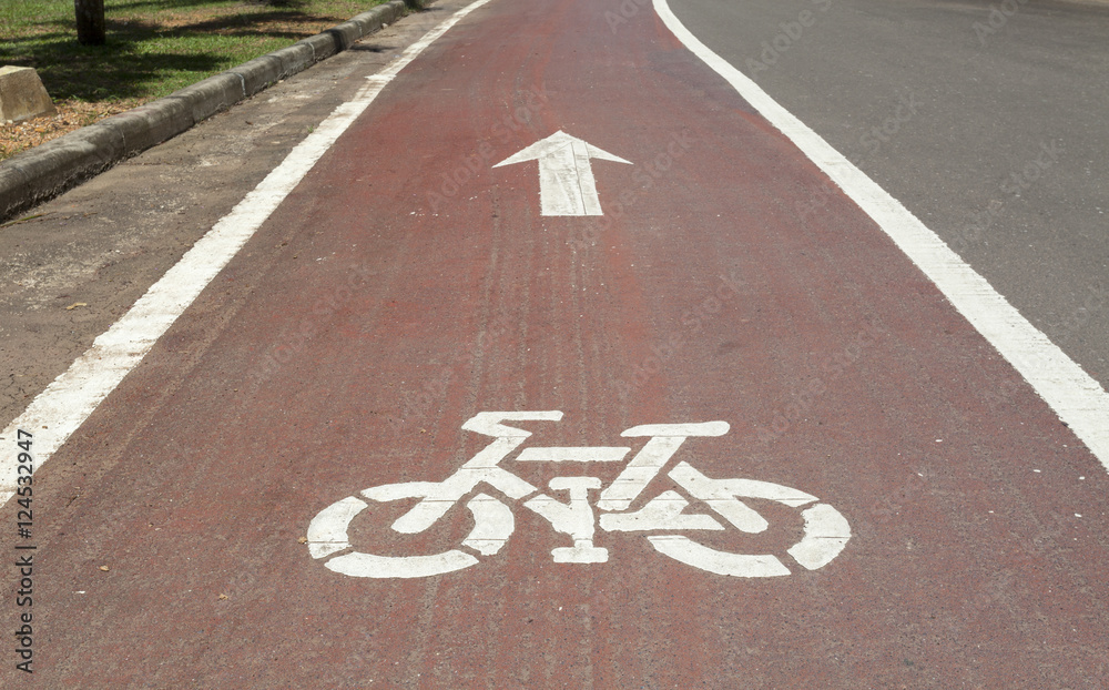 Fototapeta premium bicycle lane sign , on the road.