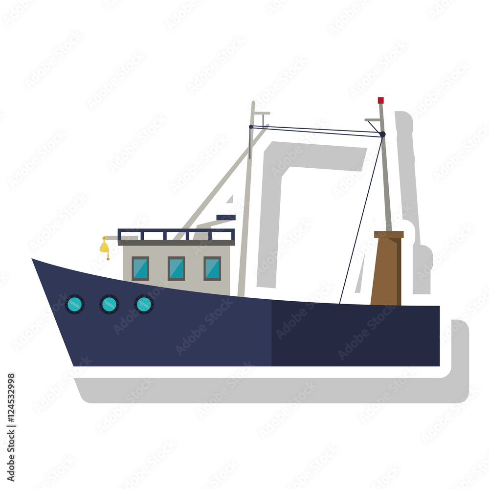 fishing boat icon. sea transportation nautical and marine theme. Isolated design. Vector illustration